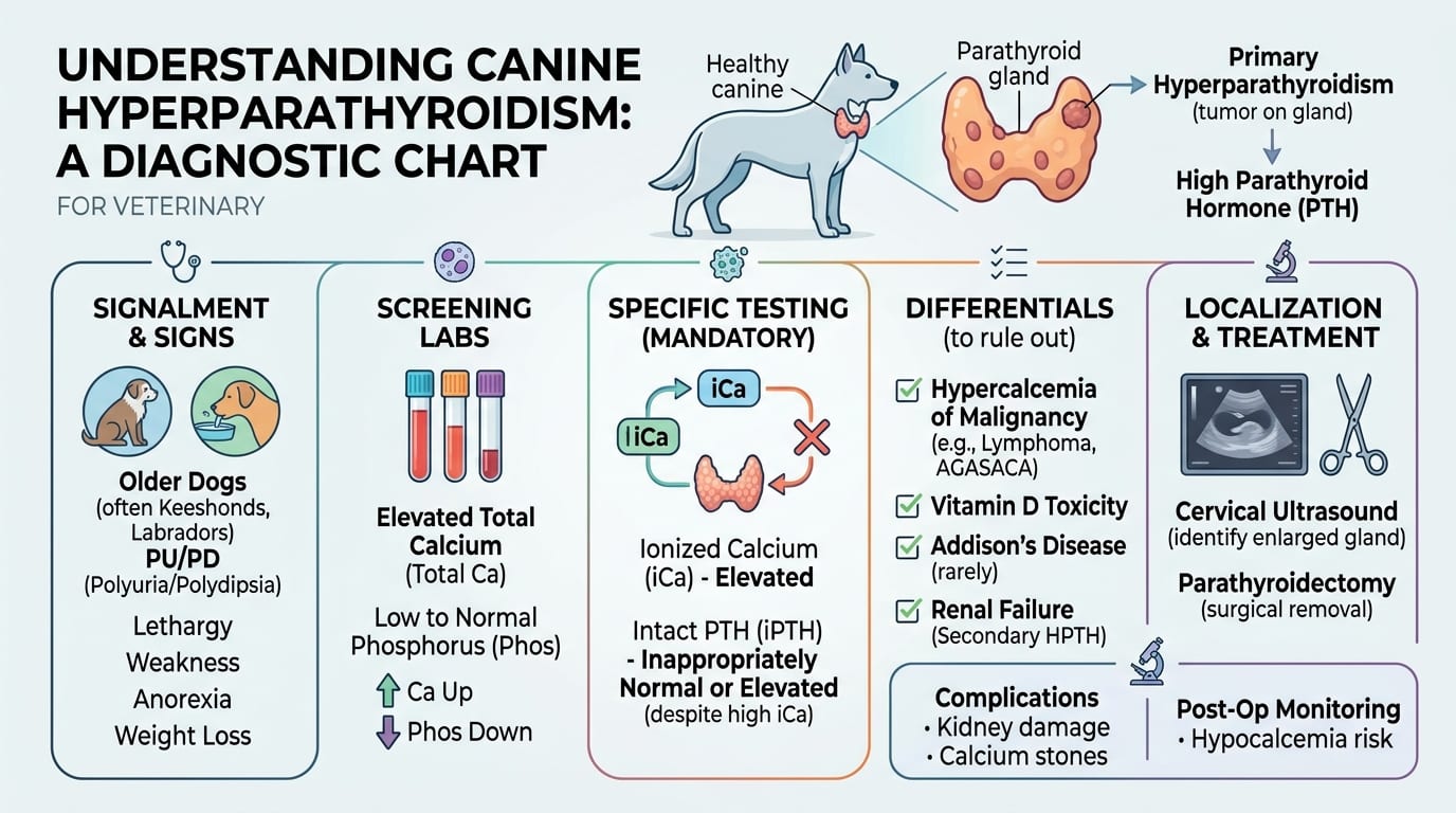 Surgical removal of parathyroid adenoma in a dog with primary hyperparathyroidism