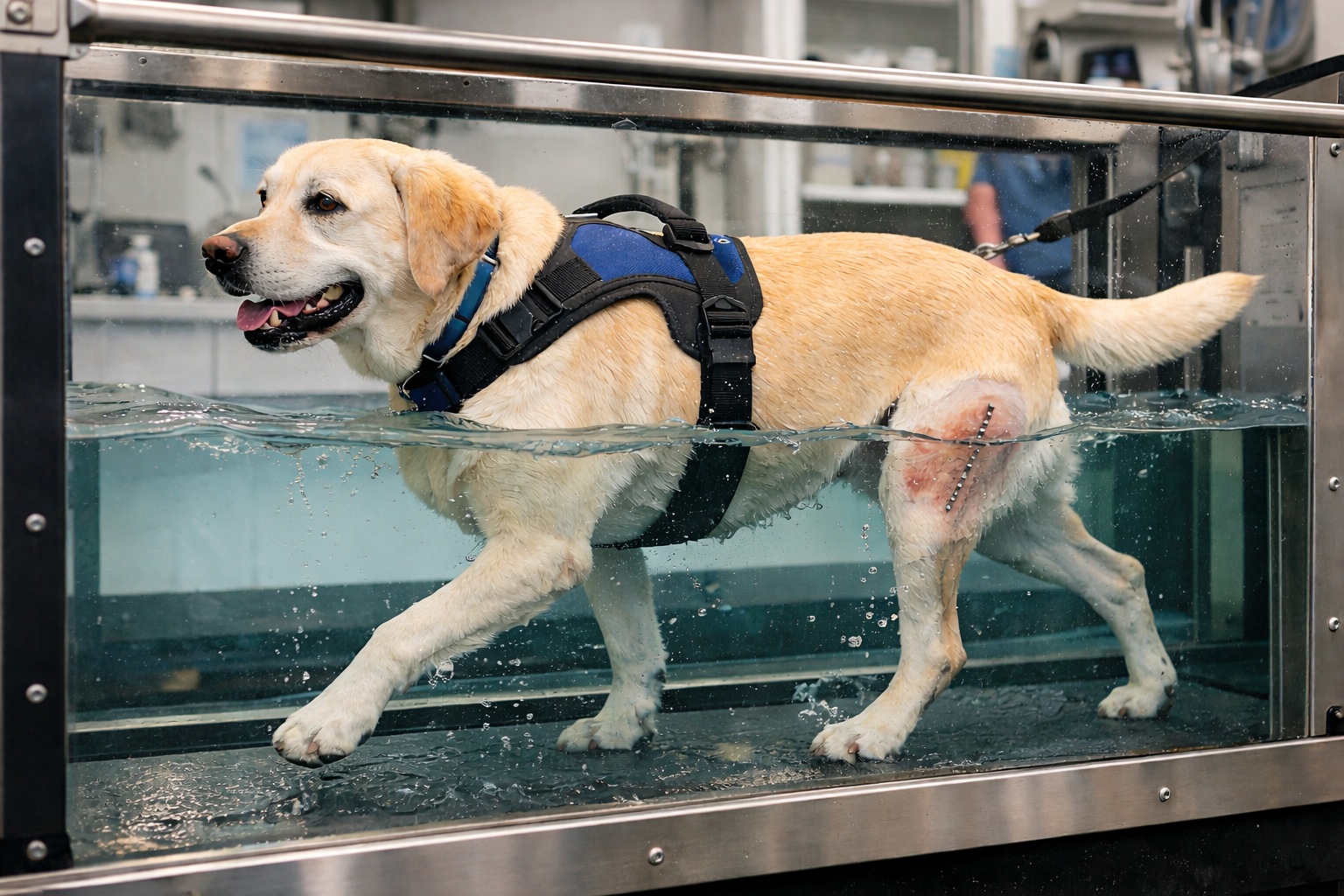 Dog during TPLO recovery rehabilitation