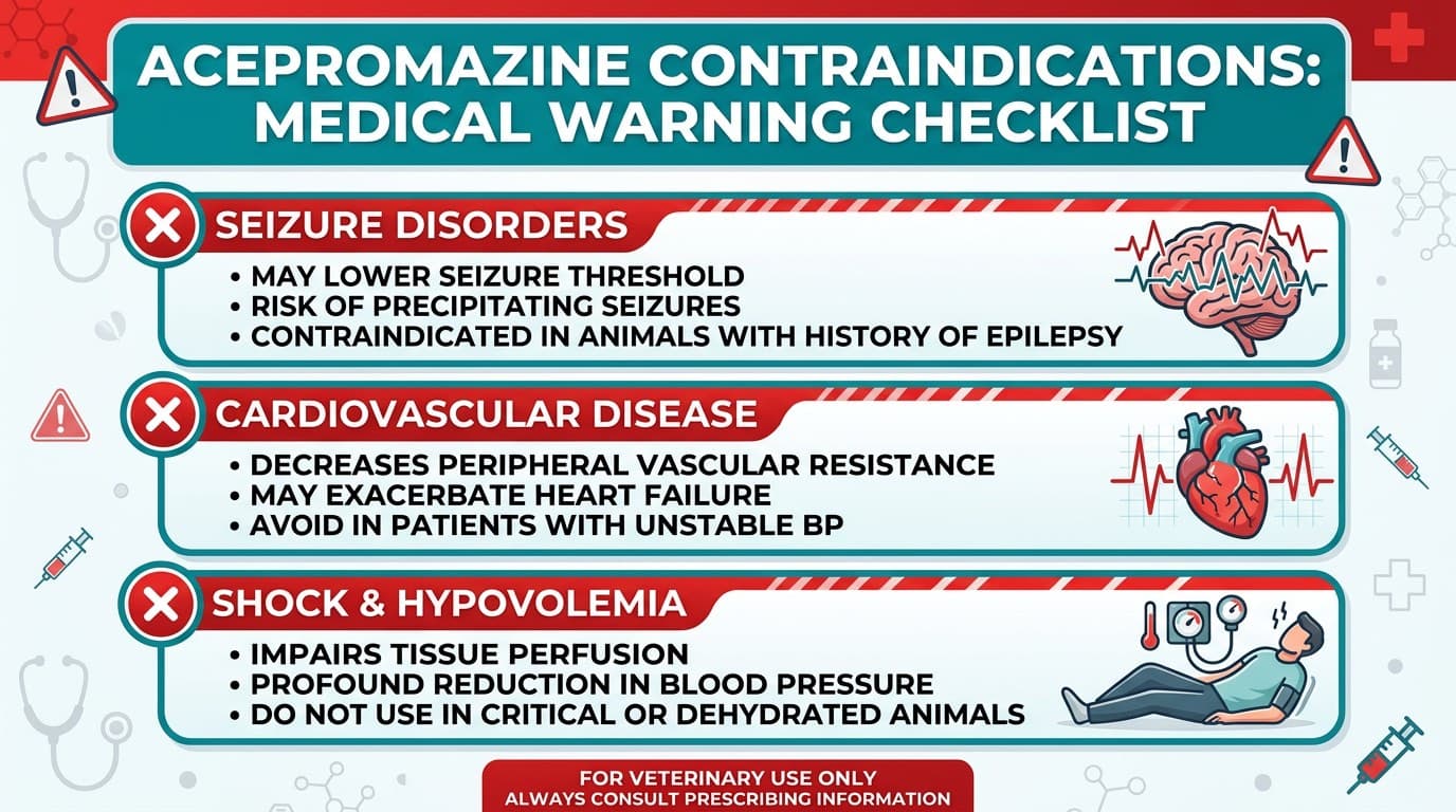 Contraindication checklist for acepromazine use in veterinary patients