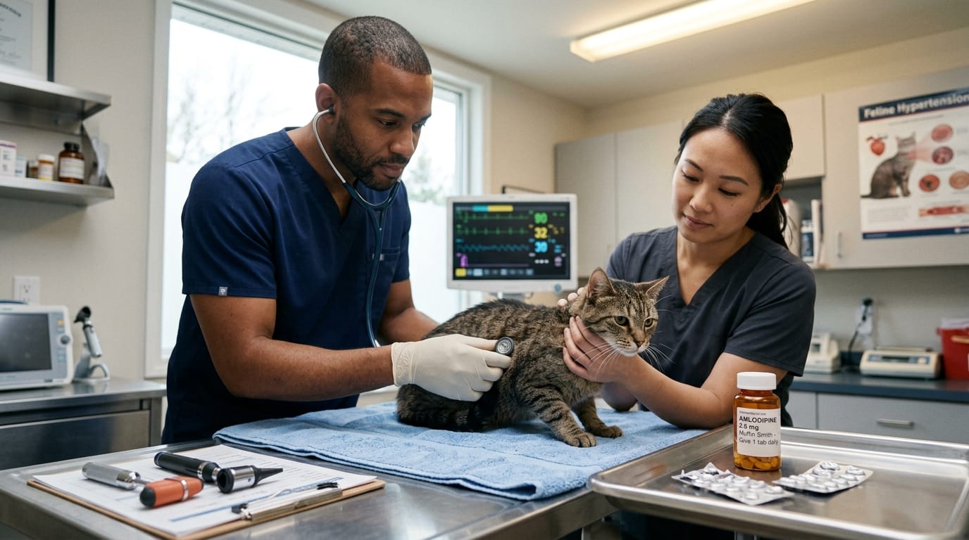 Feline hypertension blood pressure classification chart with target organ damage thresholds