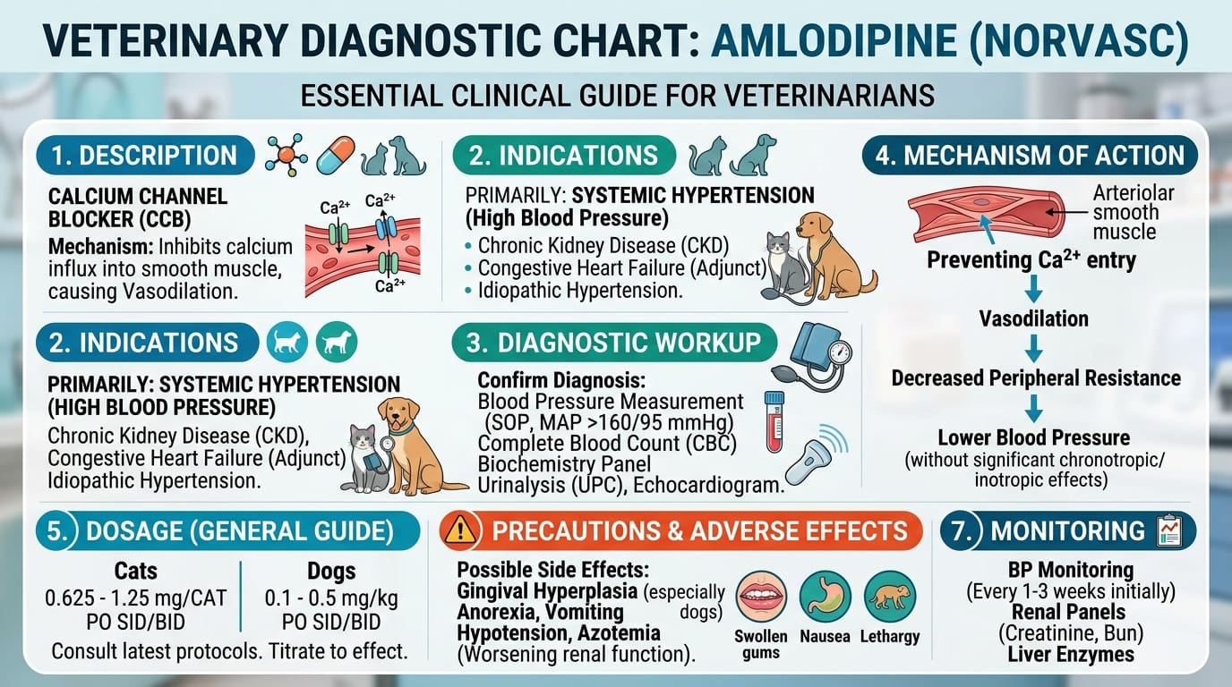 Amlodipine dosing protocol for cats with systemic hypertension and expected blood pressure reduction