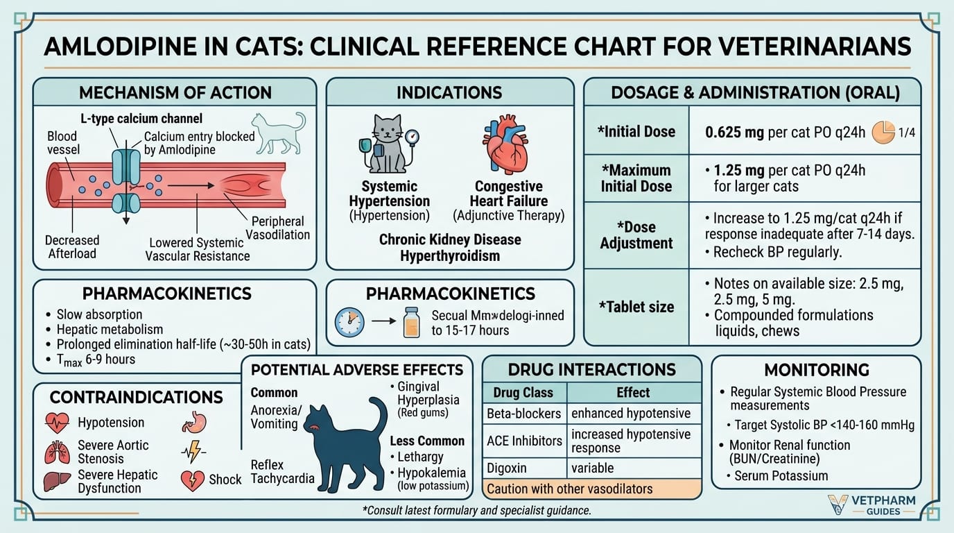 Monitoring schedule and second-line antihypertensive drugs for cats on amlodipine