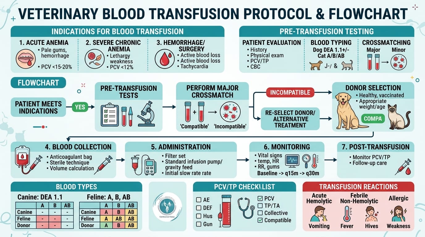 Blood component selection guide with transfusion triggers and dosing for dogs and cats