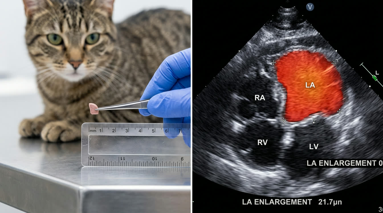 Clopidogrel tablet being administered to a cat with hypertrophic cardiomyopathy for ATE prevention
