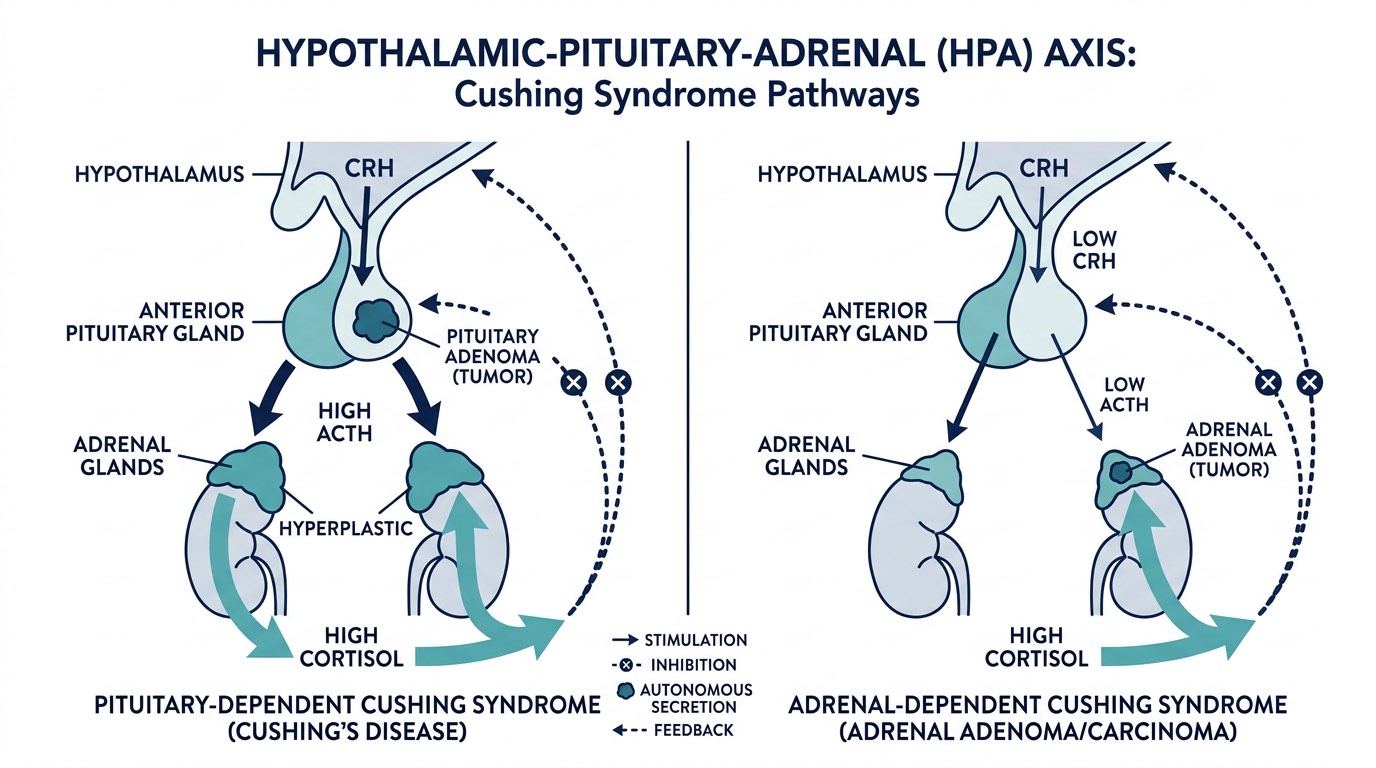 HPA axis diagram showing PDH and ADH pathways