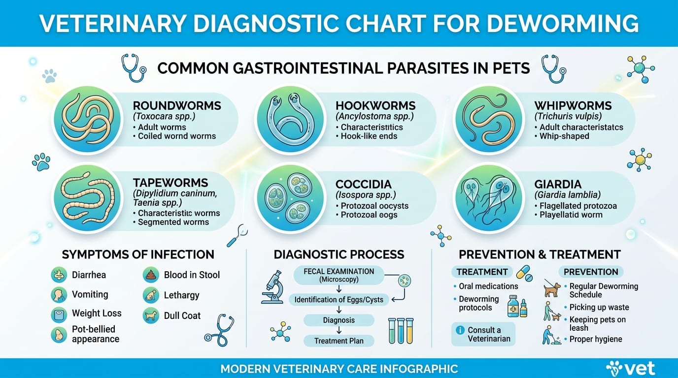 Puppy and kitten deworming schedule timeline from 2 weeks to 6 months