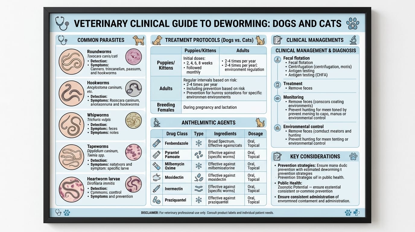 Zoonotic parasite transmission diagram showing Toxocara and Ancylostoma risk to humans