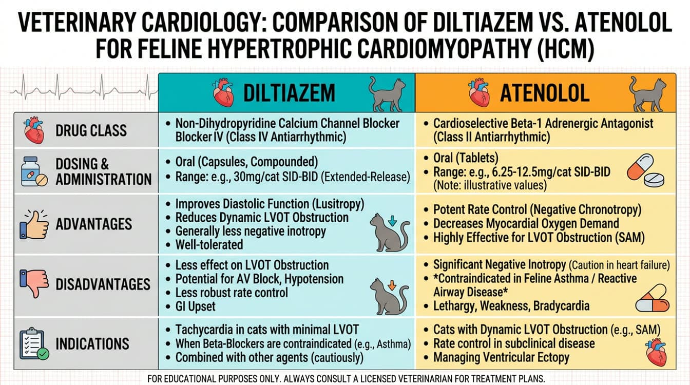 Comparison chart diltiazem vs atenolol for feline HCM rate control management