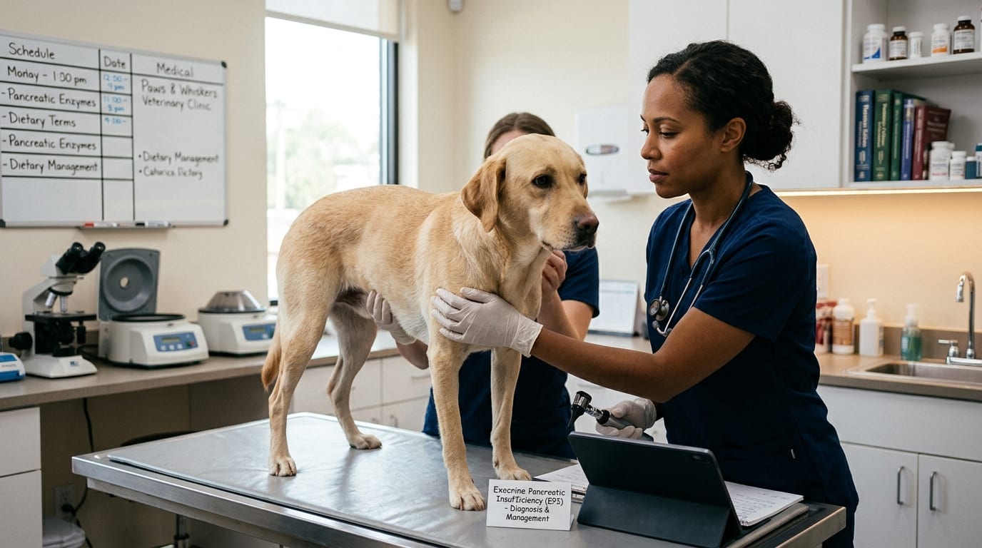Lab report showing low serum TLI confirming EPI in a German Shepherd dog