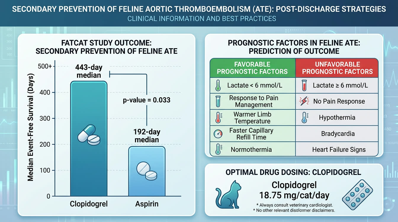 FATCAT study results comparing clopidogrel vs aspirin for ATE prevention in cats with HCM