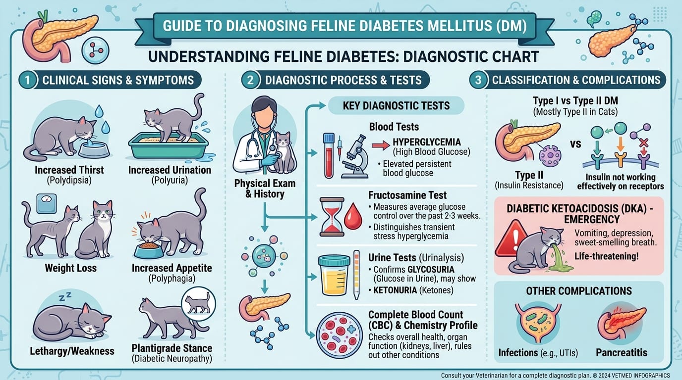 Glucose curve chart showing 7-point blood glucose measurements over 6 hours in a diabetic cat