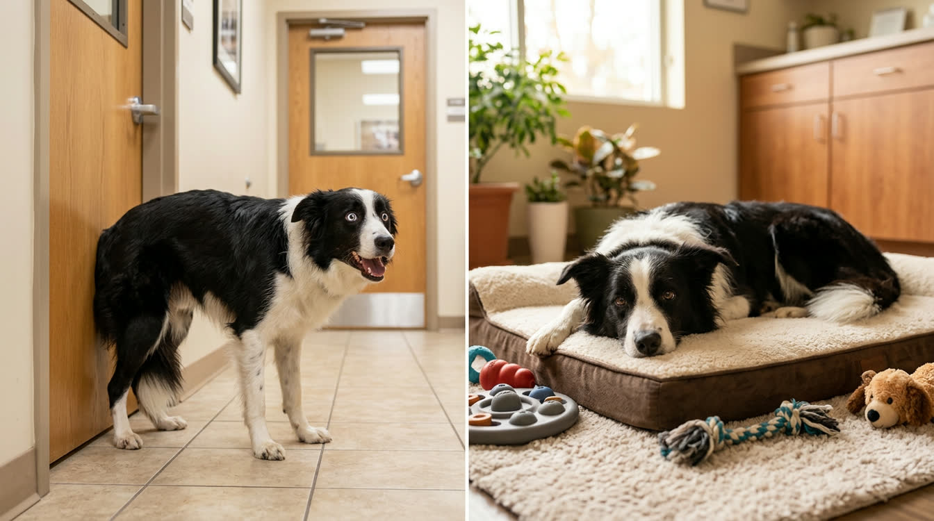 Anxious dog receiving fluoxetine treatment for separation anxiety with behavioral enrichment