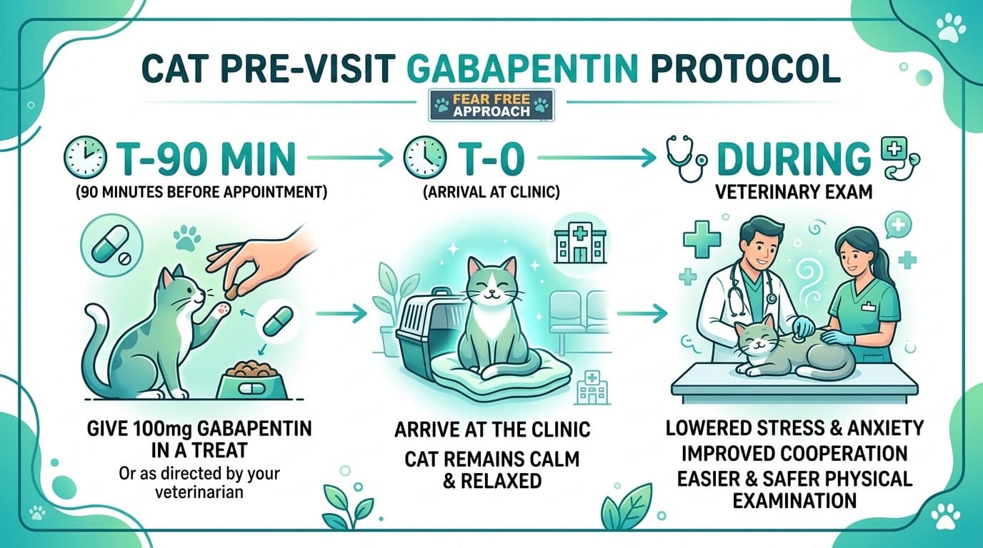 Gabapentin pre-visit protocol for anxious cats infographic