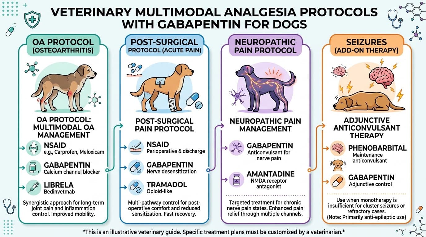 Multimodal pain management with gabapentin combinations for dogs