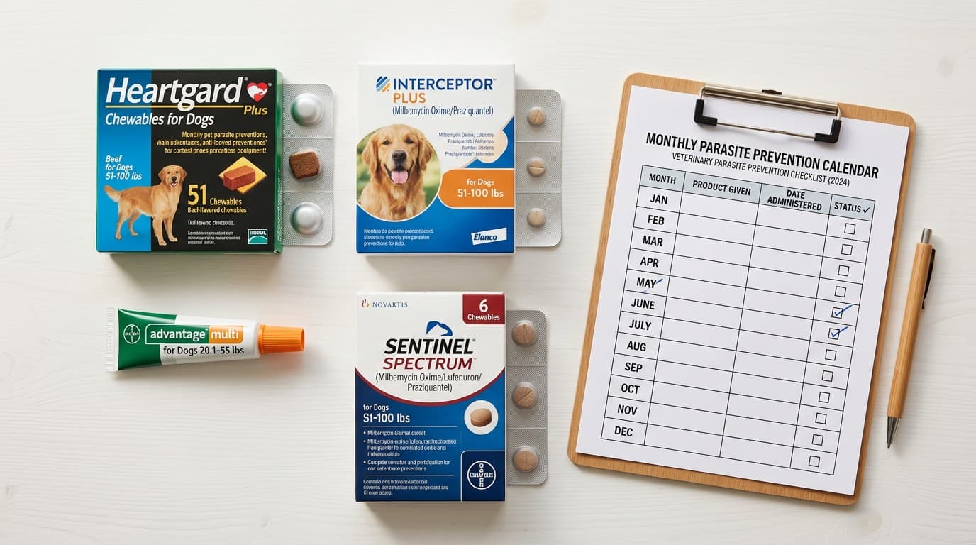 Monthly heartworm prevention and intestinal parasite products for dogs and cats