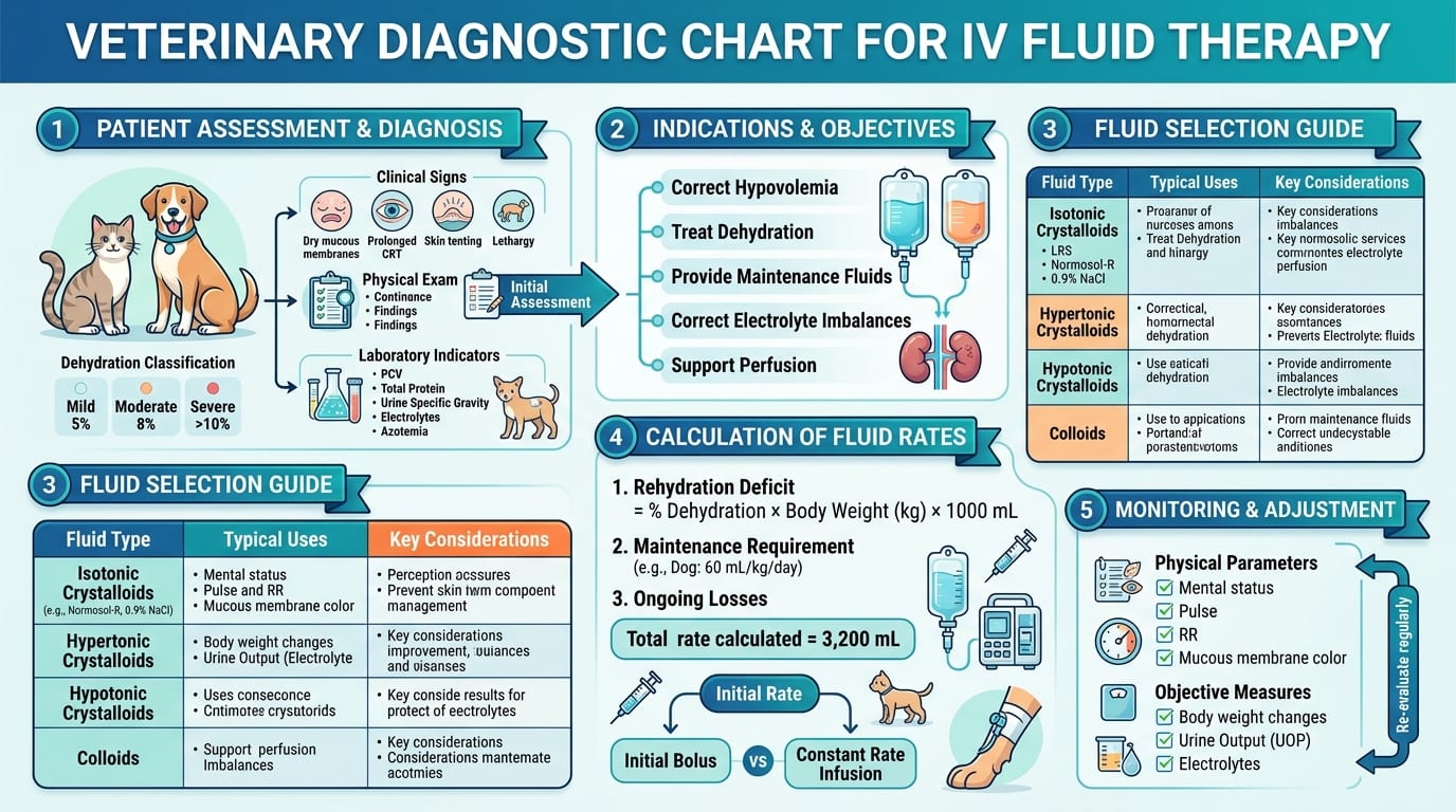 IV fluid rate calculation diagram for dogs and cats