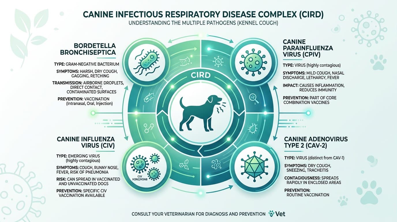 Infographic showing the multiple pathogens involved in CIRD complex