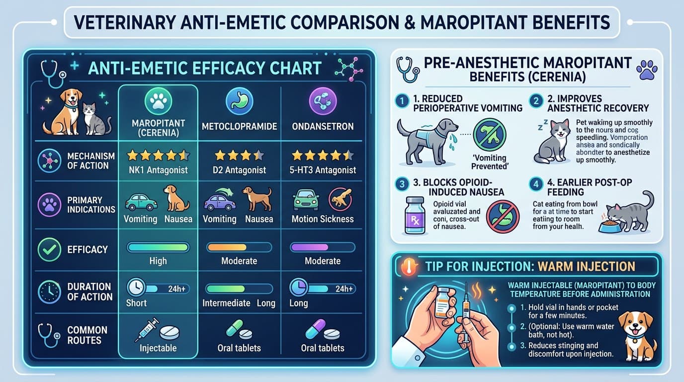 Comparison of veterinary anti-emetics and maropitant clinical tips