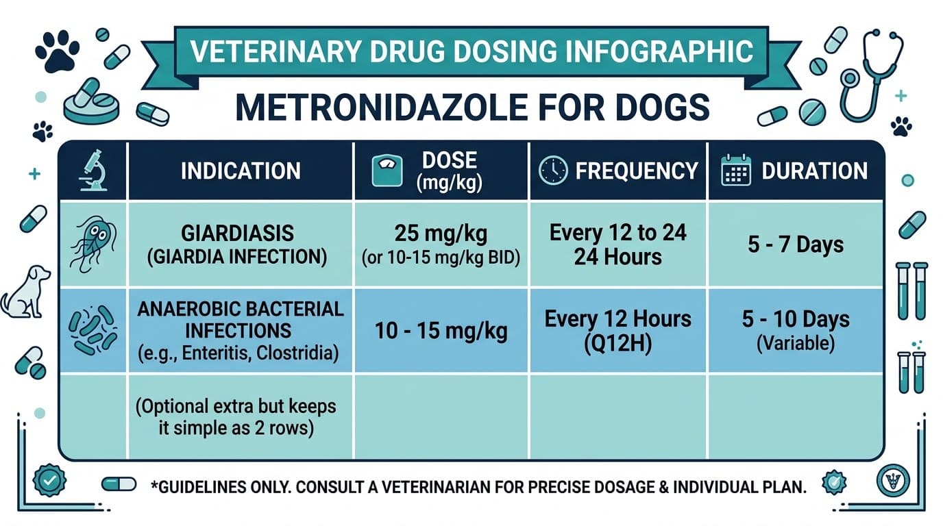 Metronidazole dosing chart for dogs by indication