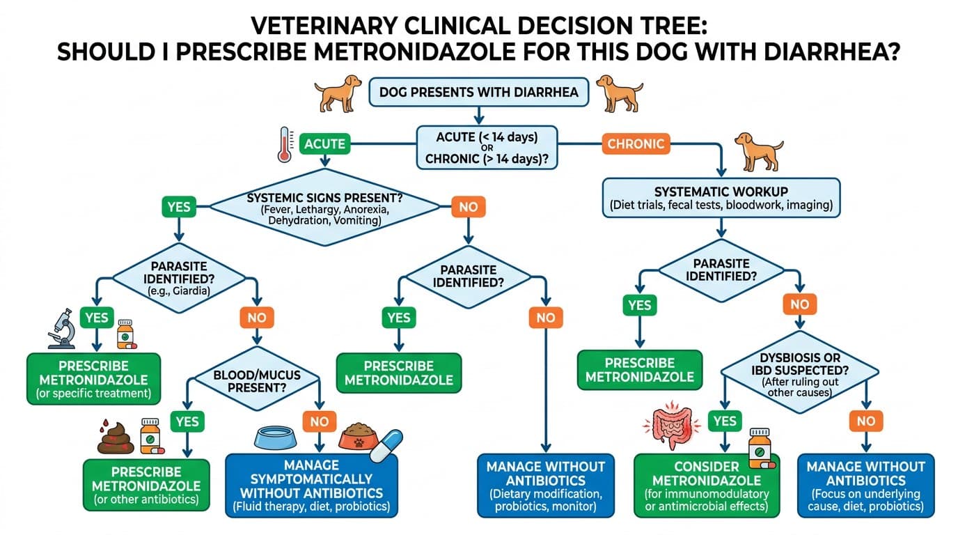 Evidence-based decision tree for metronidazole use in canine diarrhea
