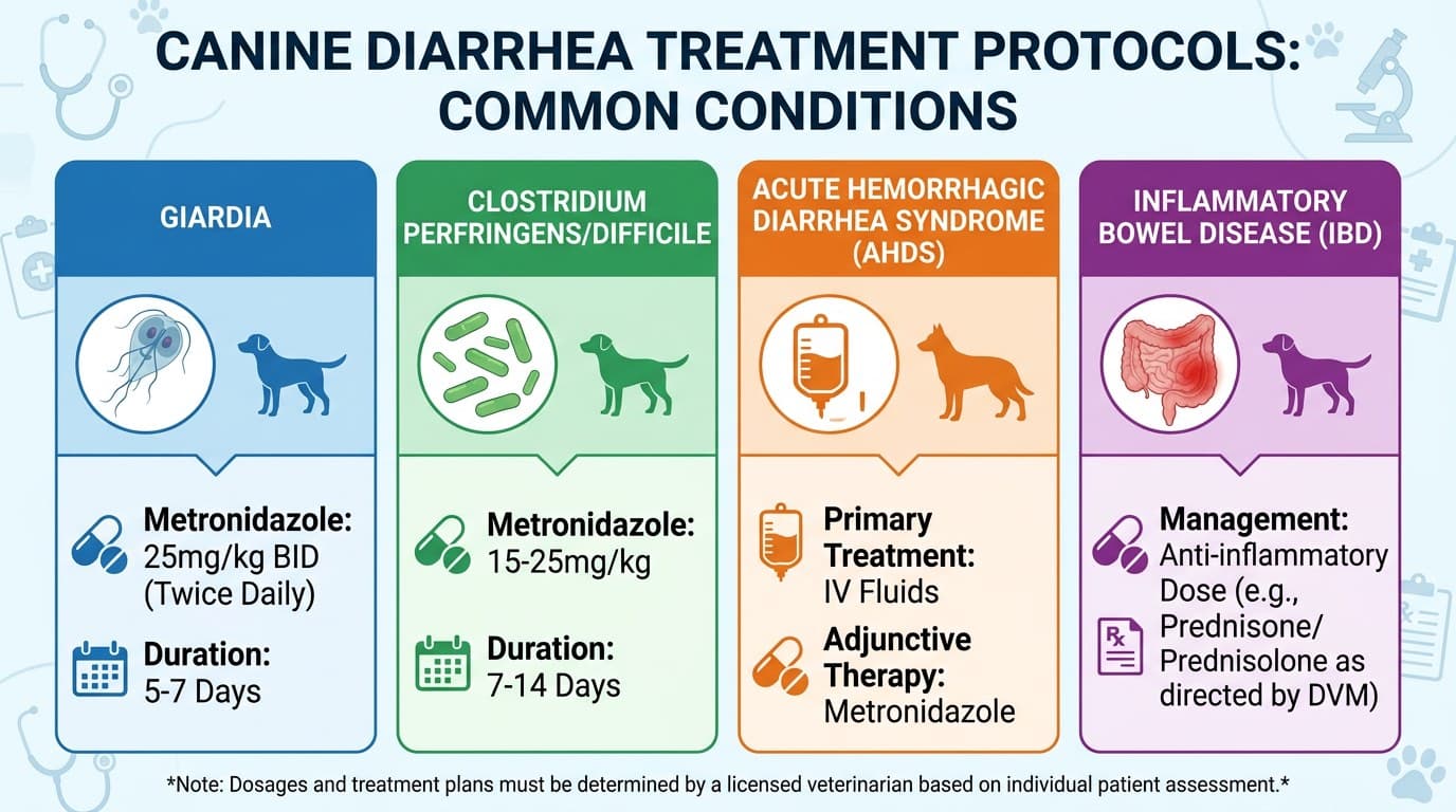 Treatment protocol chart for different types of canine diarrhea