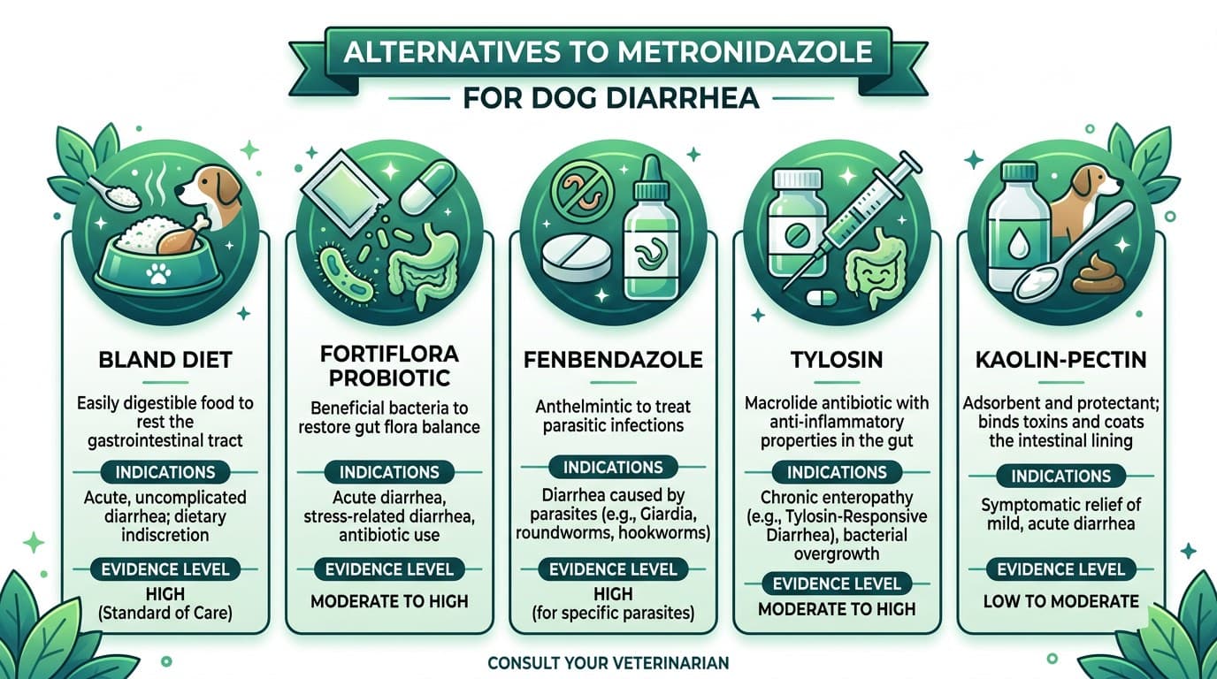 Alternatives to metronidazole for dog diarrhea management