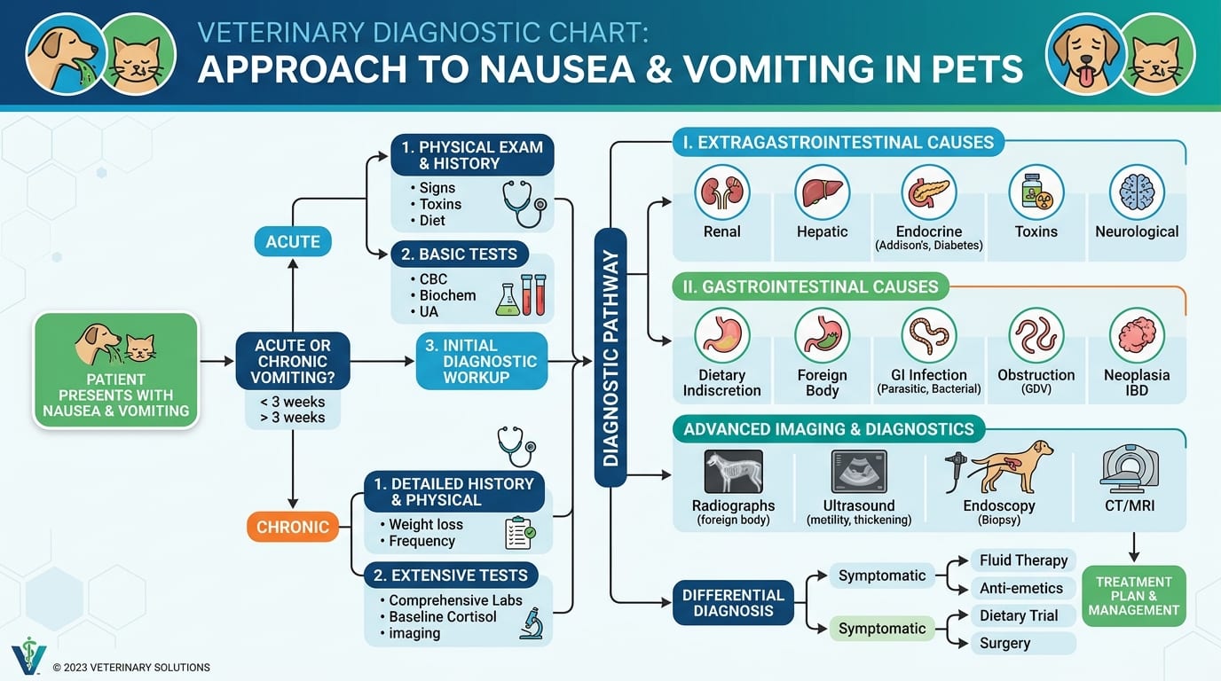 Diagnostic flowchart for acute vomiting in dogs