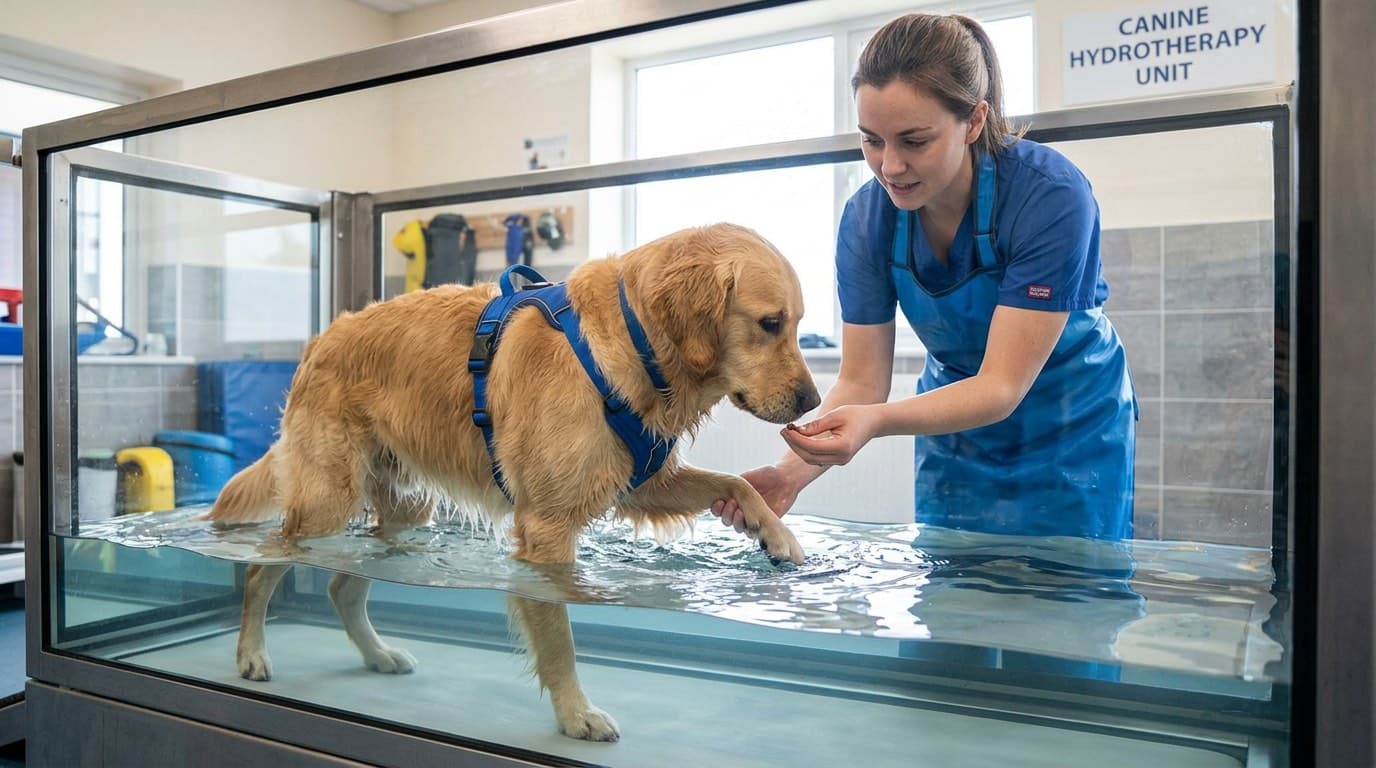 Dog receiving physical rehabilitation therapy for neuropathic pain