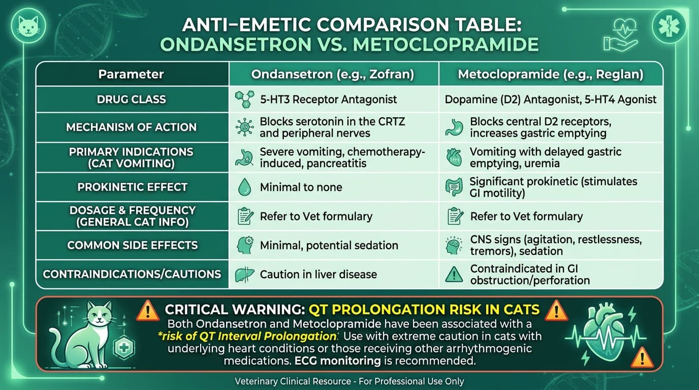 Ondansetron vs metoclopramide comparison chart for veterinary use