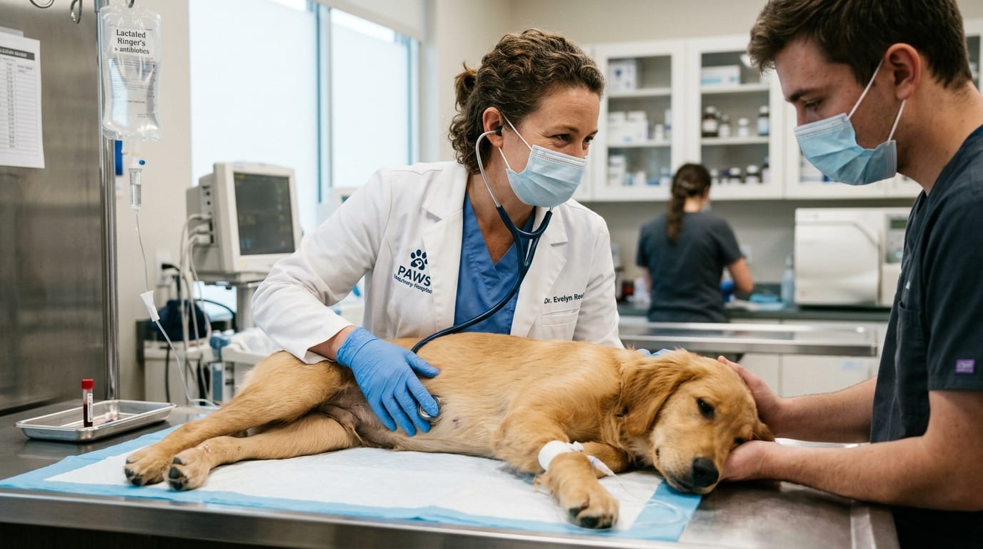 Microscopic illustration of the canine parvovirus particle structure
