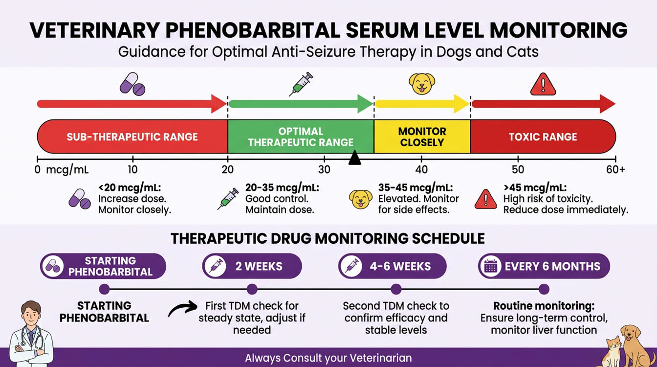 Phenobarbital therapeutic drug monitoring interpretation chart with dose adjustment guidance