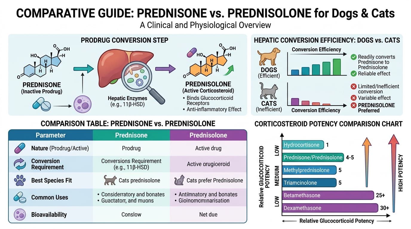 Prednisone vs prednisolone comparison chart and corticosteroid potency table