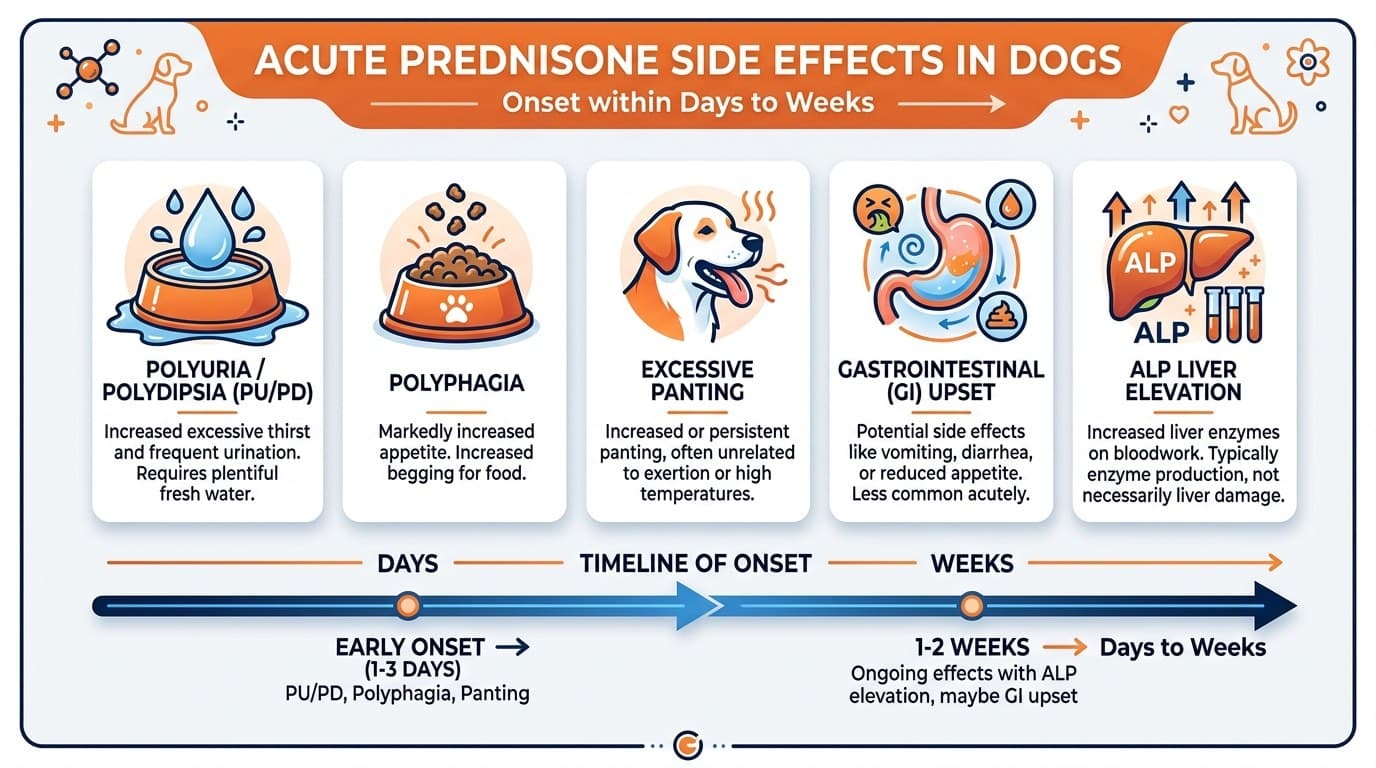 Infographic of acute prednisone side effects in dogs