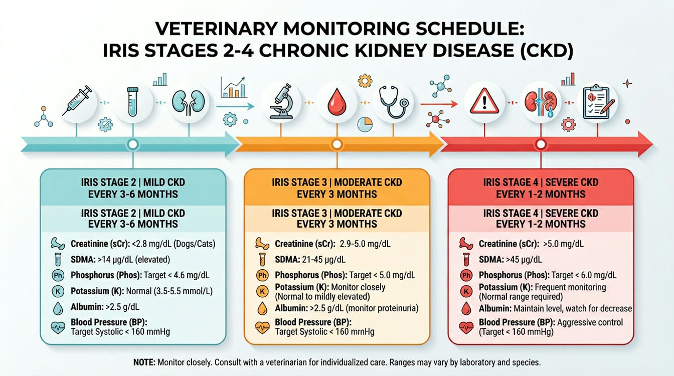 Monitoring schedule and key laboratory parameters for CKD patients on renal diet