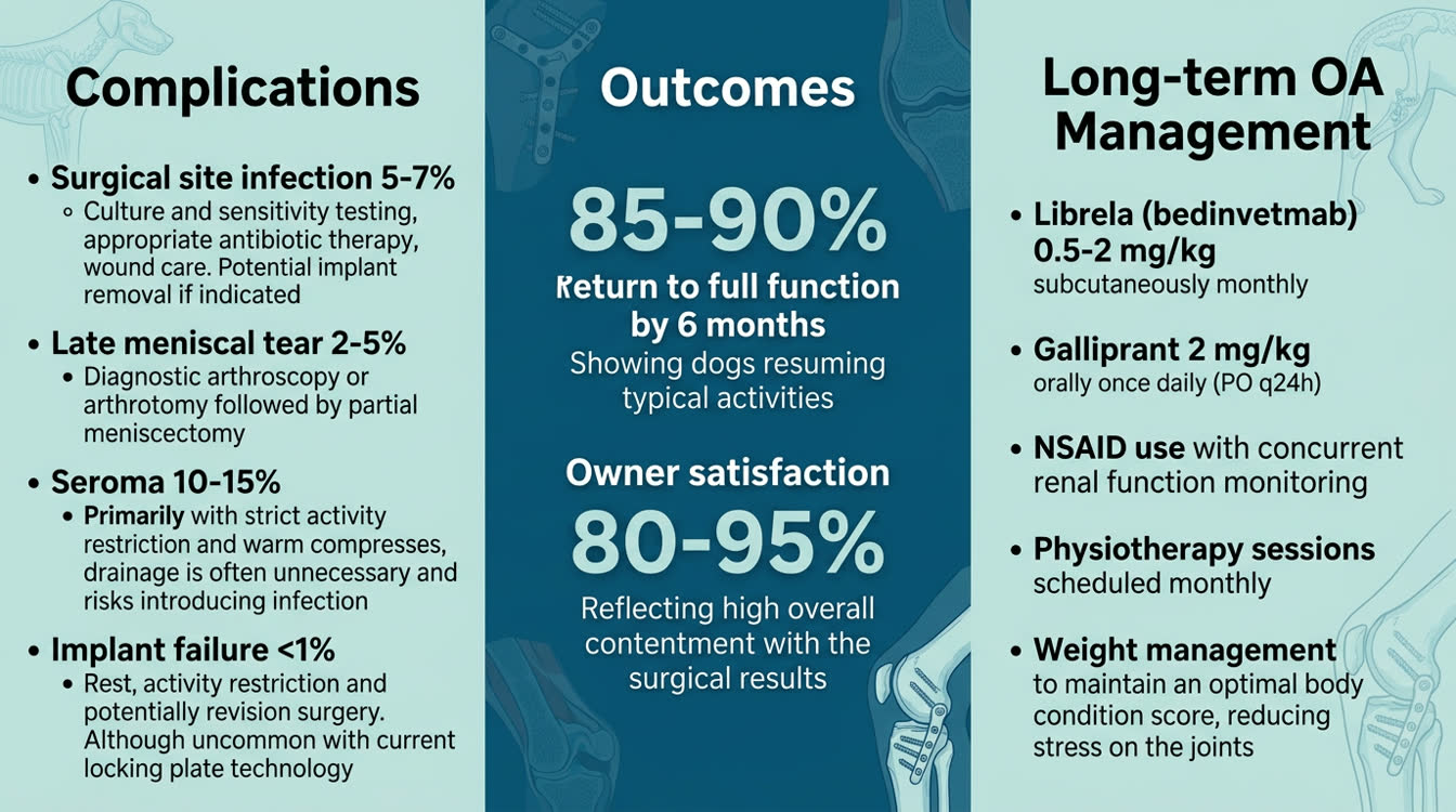 TPLO complication types and long-term osteoarthritis management protocol after surgery