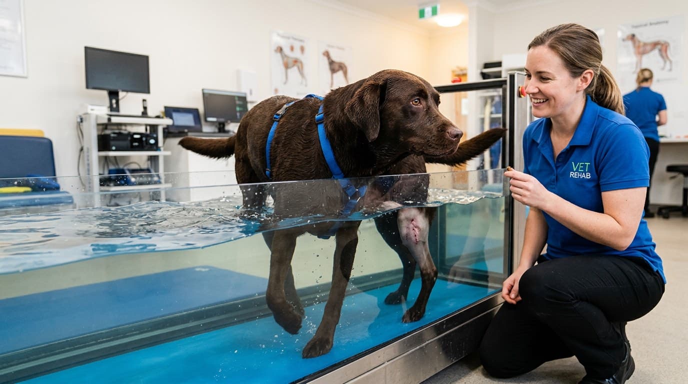 Dog during TPLO recovery rehabilitation