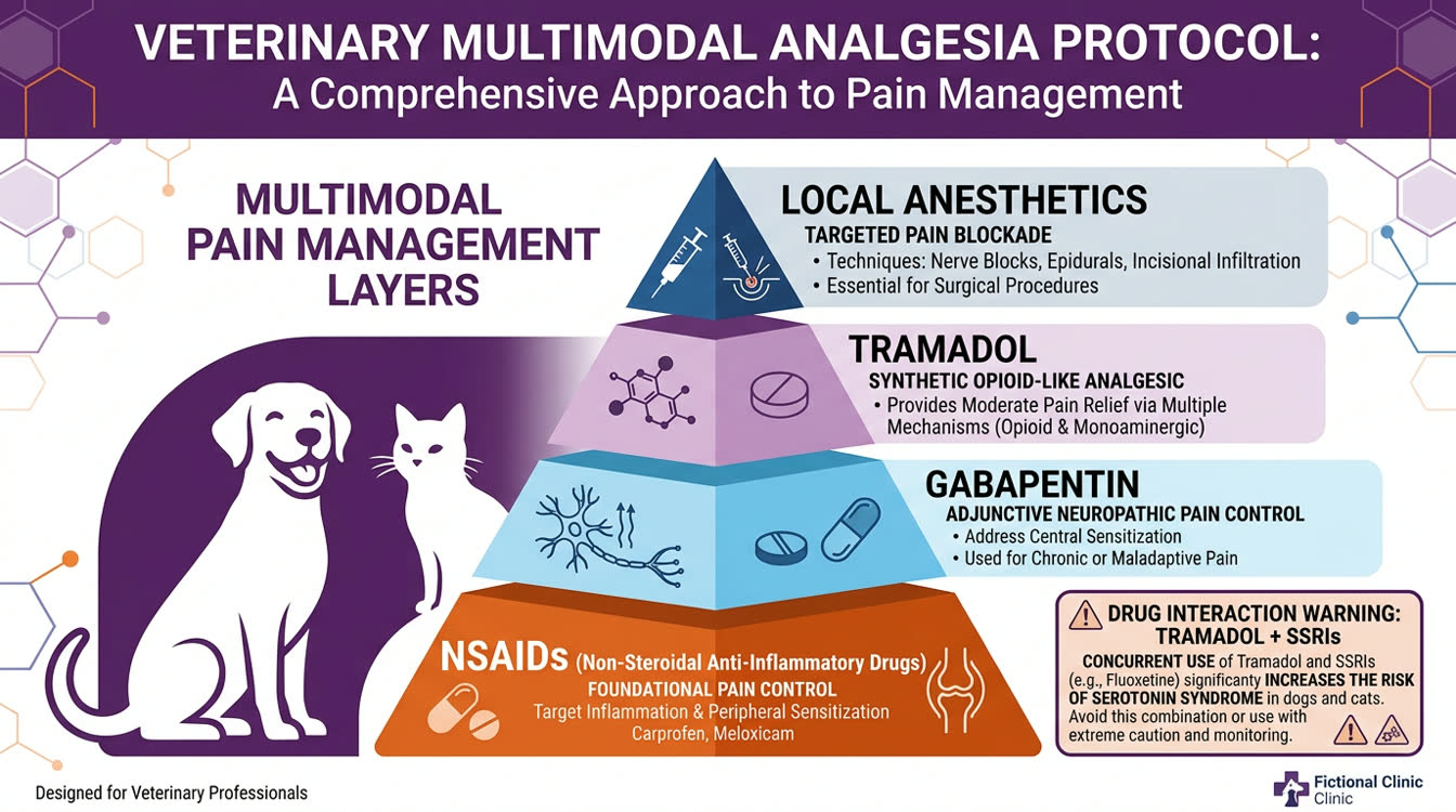 Multimodal pain management protocol chart combining tramadol with NSAIDs and gabapentin