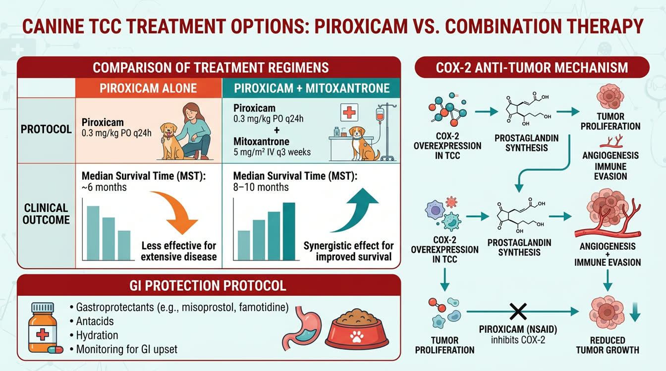 Piroxicam protocol and mitoxantrone chemotherapy chart for transitional cell carcinoma in dogs