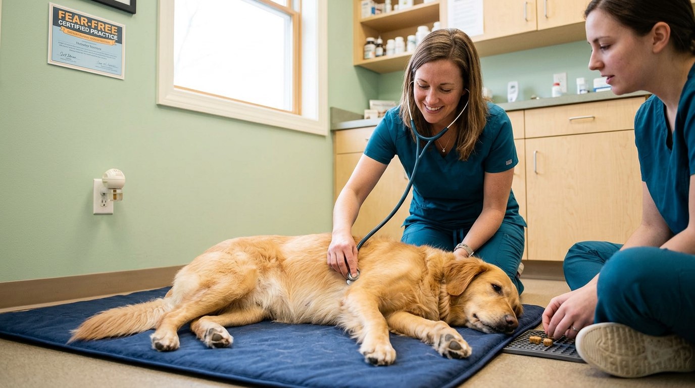 Fear-free veterinary visit protocol using trazodone and gabapentin for anxious pets