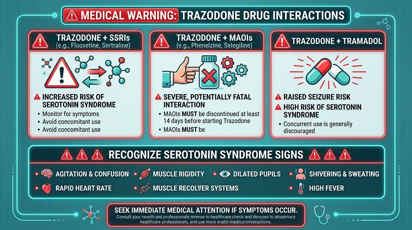Drug interaction warning chart for trazodone and serotonergic medications in veterinary patients