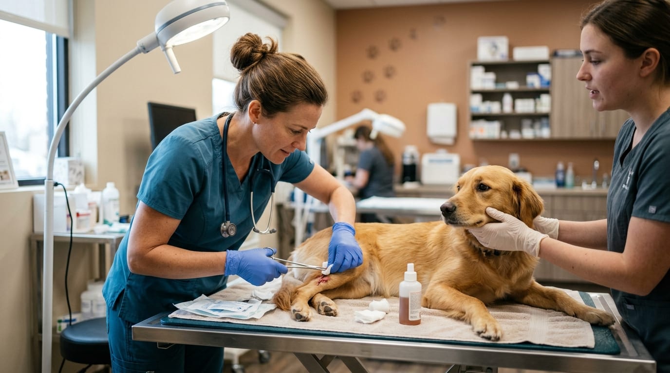 Wound classification system for dogs and cats with contamination levels and closure recommendations