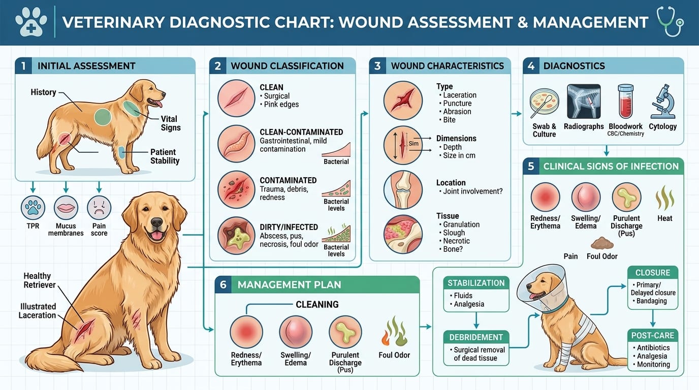 Wound lavage pressure diagram and debridement technique comparison for veterinary wound care